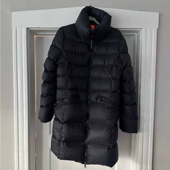 Eleven Elves navy blue, knee length, down jacket. Zippered pockets. Super soft. - Picture 4 of 9